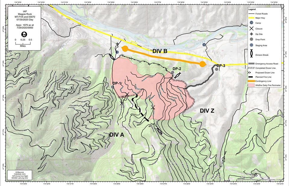 Magpie Rock Fire now burning ~2,500 acres in northwest Montana